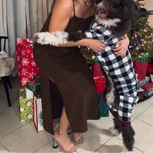 Formal brown dress with shimmer good for a day out or night out or an event